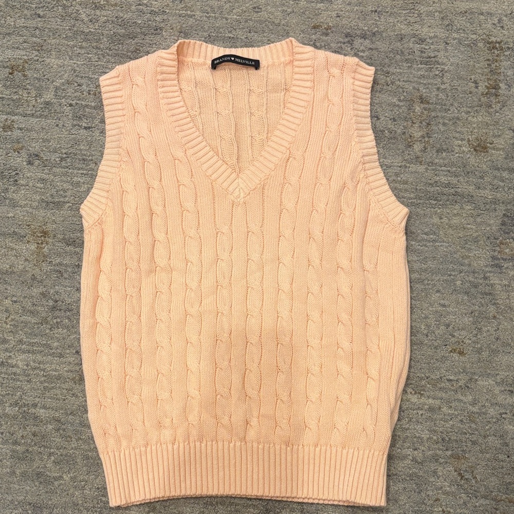 Brandy Melville Light Pink V-Neck Sweater Vest